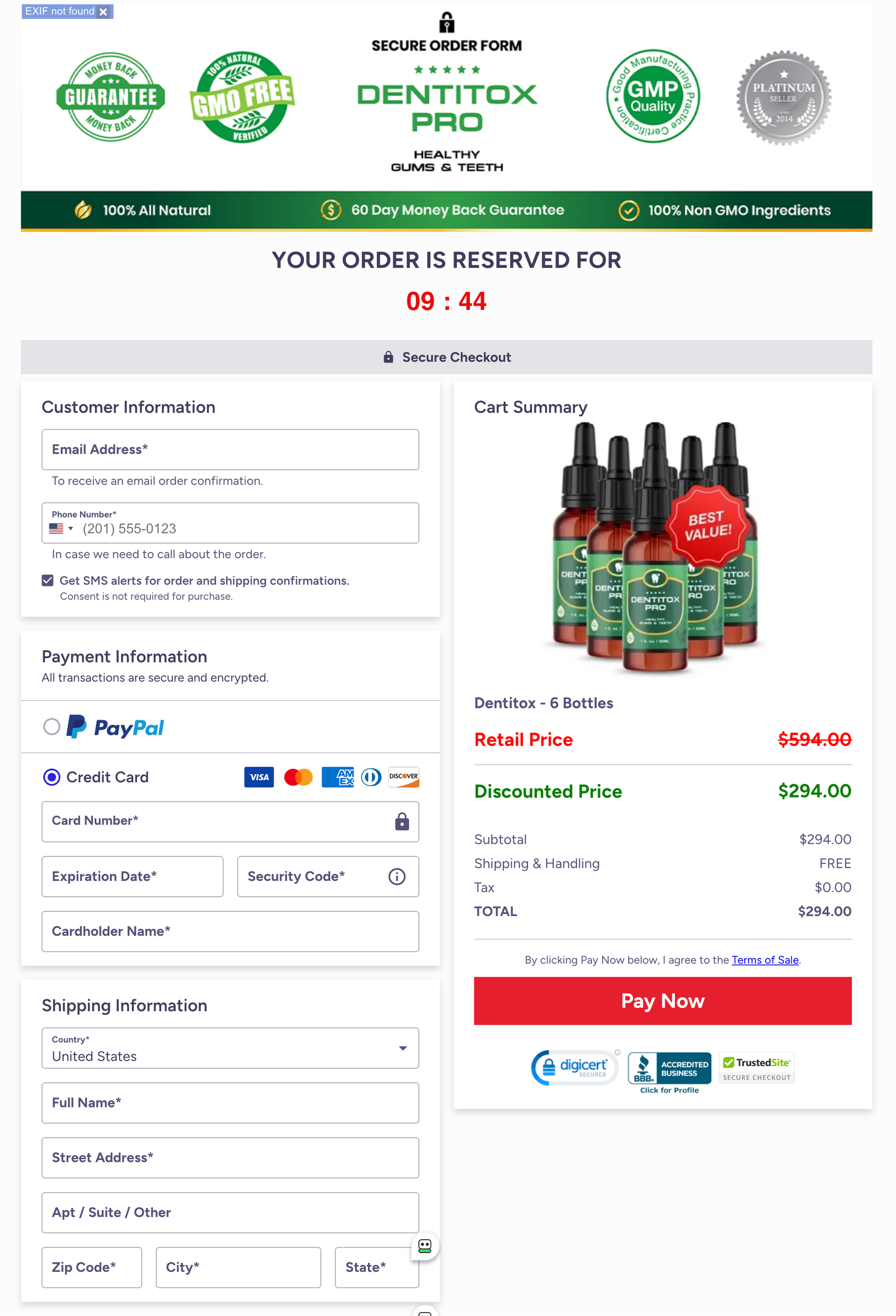 Dentitox Pro Official Website Secure Order Page